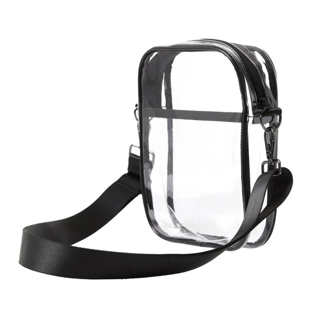 32 Degrees Unisex Women Men Crossbody CLEAR Bag with BLACK Straps